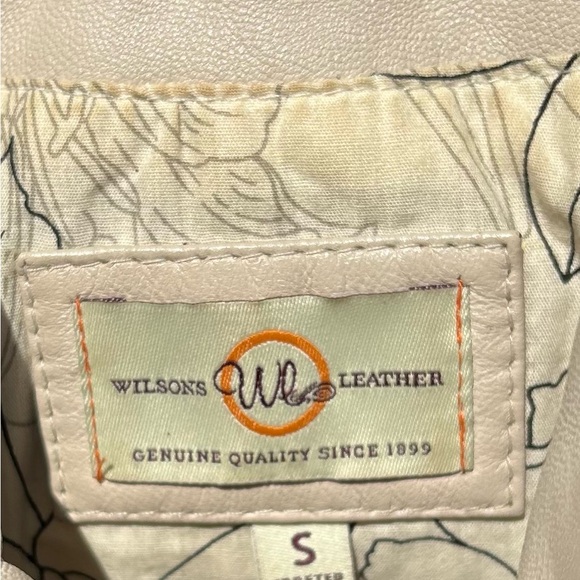 Vintage 80s WILSONS Quilted Jacket Womens Sz S Genuine Tan Leather Diamond Coat - Picture 3 of 8